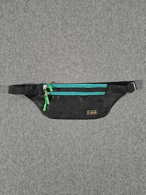 Vintage Sport Florida Black and Teal Ripstop Fanny Pack Waist Bag 90s Style